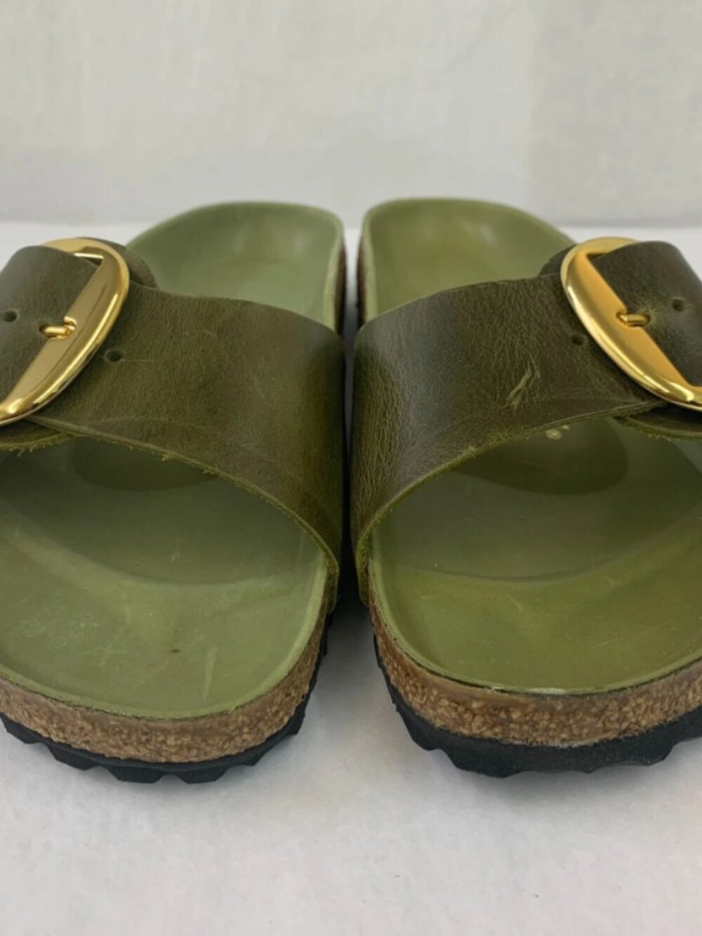 Birkenstock Madrid Big Buckle Olive Green Oiled Leather Exquisite Narrow Width
